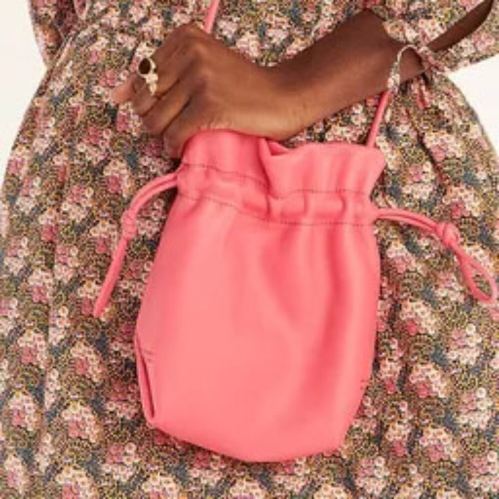 J.Crew Lisbon Drawstring Bag in Brillant Coral Leather - Size OS